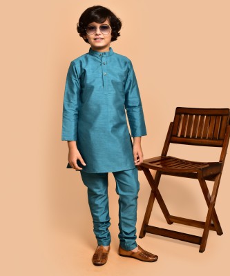 Auraloom Boys Wedding Kurta and Pyjama Set(Blue Pack of 1)