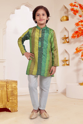 KOOKIES Boys Festive & Party Kurta and Churidar Set(Green Pack of 1)