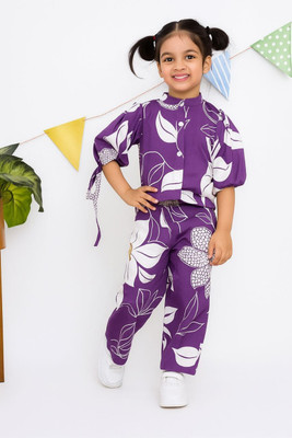 RHENTERPRIC Girls Casual Kurta and Pyjama Set(Purple Pack of 1)