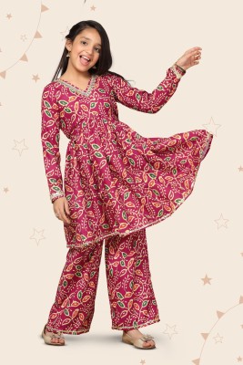 Kidotsav Girls Festive & Party Kurta and Pyjama Set(Pink Pack of 1)