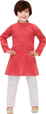 ZARTAJ Boys Festive & Party Kurta and Pyjama Set(Red Pack of 1)