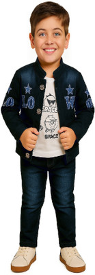 KIDZWING Boys Festive & Party Shirt, Waistcoat and Pant Set(Black Pack of 1)