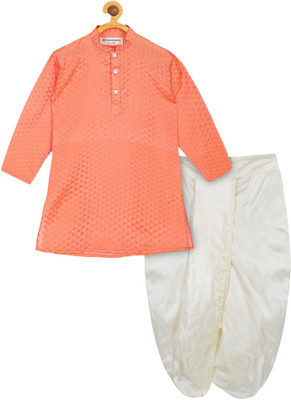 Sethukrishna Boys Festive & Party Kurta and Dhoti Pant Set(Orange Pack of 1)