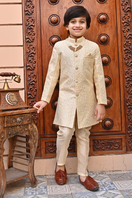 AHHAAAA Boys Festive & Party Kurta and Pyjama Set(Gold Pack of 1)