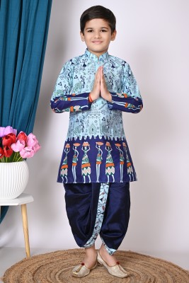 NFC CREATION Boys Festive & Party, Wedding Kurta and Dhoti Pant Set(Blue Pack of 1)