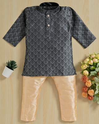 Fashion Garments Boys Festive & Party Kurta and Pyjama Set(Grey Pack of 1)