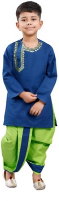 JAYI Baby Boys & Baby Girls Festive & Party Kurta and Dhoti Pant Set(Blue Pack of 2)