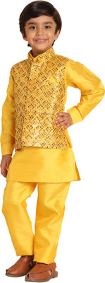 PRO ETHIC Boys Festive & Party Kurta and Trouser Set(Yellow Pack of 1)