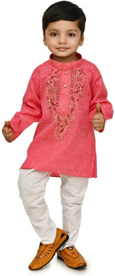 Wifi Baby Boys Festive & Party Kurta and Pyjama Set(Red Pack of 1)