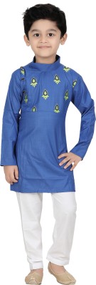 FASHION GRAB Boys Festive & Party Kurta and Pyjama Set(Blue Pack of 2)