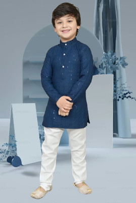 Go Berry Boys Festive & Party Kurta and Pyjama Set(Multicolor Pack of 1)