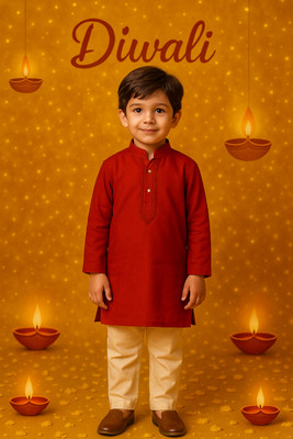 Oxipital Club Boys Festive & Party Kurta and Pyjama Set(Maroon Pack of 1)