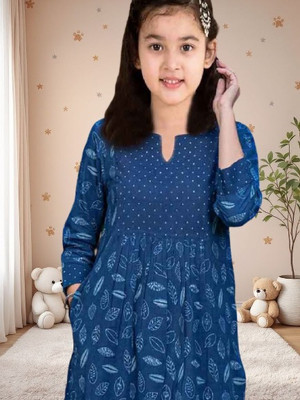 Bholukart Girls Casual Dupatta and Pyjama Set(Blue Pack of 1)