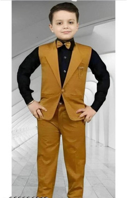 Fashionhub Boys Festive & Party, Wedding, Wedding Shirt, Waistcoat and Pant Set(Multicolor Pack of 1)