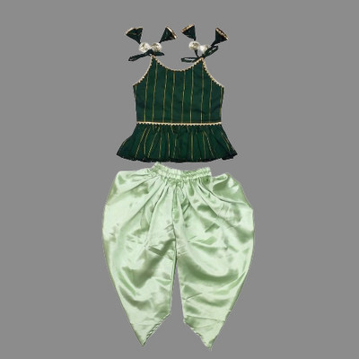 ALMS TRENDZ Baby Girls Casual Kurta and Dhoti Pant Set(Green Pack of 1)