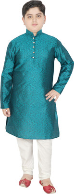 SG YUVRAJ Boys Festive & Party Kurta and Pyjama Set(Green Pack of 1)