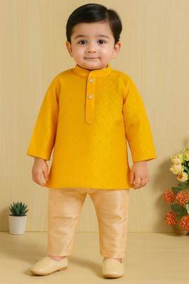Oxipittal Club Baby Boys Festive & Party Kurta and Dhoti Pant Set(Yellow Pack of 1)