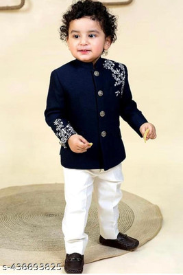R KAY FASHIONS Boys Festive & Party Kurta and Pyjama Set(Blue Pack of 1)