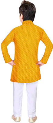 TRUST OUS Boys Wedding Kurta and Churidar Set(Gold Pack of 1)