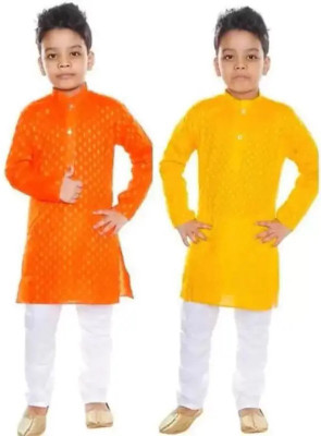 AL BAYDAR FASHION Boys Festive & Party Kurta and Pyjama Set(Multicolor Pack of 2)