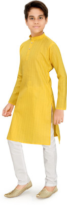 Liten Boys Festive & Party Kurta and Pyjama Set(Yellow Pack of 1)