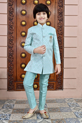 BT DEZINES Boys Festive & Party, Wedding Sherwani and Churidar Set(Blue Pack of 1)