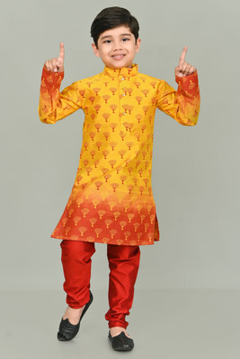 Take Style Boys Festive & Party, Wedding Kurta and Pyjama Set(Yellow Pack of 1)