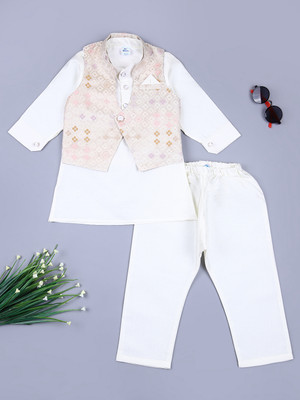 V-MART Baby Boys Festive & Party Kurta and Pyjama Set(White Pack of 1)