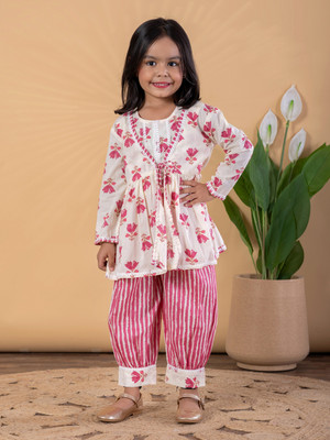 Readiprint Girls Festive & Party Kurta and Patiala Set(White Pack of 1)