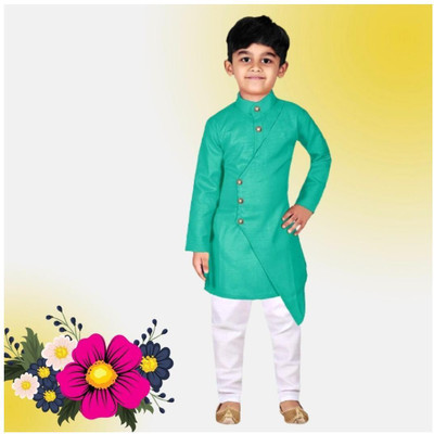 VC FASHION HUB Baby Boys Festive & Party Kurta and Pyjama Set(Green Pack of 1)