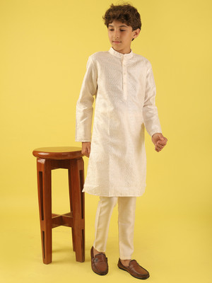 Ishti Boys Festive & Party Kurta and Pyjama Set(White Pack of 1)