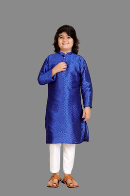 SHREEJI ENTERPRISE Boys Festive & Party, Wedding Kurta and Pyjama Set(Dark Blue Pack of 1)