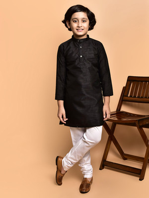 PRINTCULTR Boys Festive & Party Kurta and Pyjama Set(Black Pack of 2)