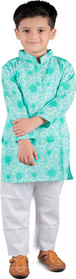 Junitos Boys Festive & Party, Wedding Kurta and Pyjama Set(Green Pack of 1)