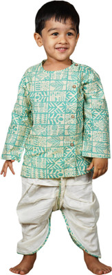 POLKA TOTS Baby Boys Festive & Party Angarkha and Dhoti Pant(Green Pack of 1)