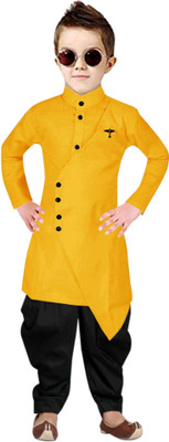 TRUST OUS Boys Festive & Party Kurta and Dhoti Pant Set(Yellow Pack of 1)