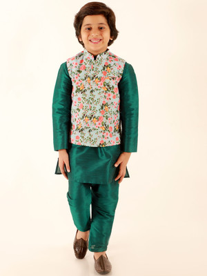 jbn CREATION Boys Festive & Party, Casual Kurta and Pyjama Set(Multicolor Pack of 1)