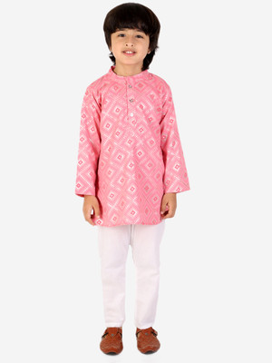 Superminis Boys Festive & Party Kurta and Pyjama Set(Pink Pack of 1)