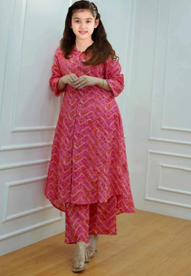 ROSMEAN Girls Formal Kurta and Trouser Set(Pink Pack of 1)