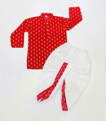 New Ekta Dresses Boys Festive & Party Dhoti & Kurta Set(Red Pack of 1)