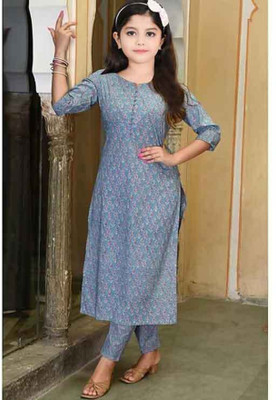Bholukart Girls Festive & Party Kurta and Pyjama Set(Multicolor Pack of 1)