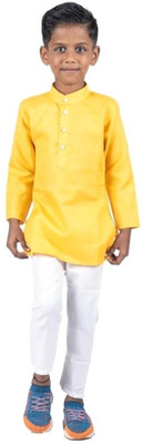 VC FASHION HUB Baby Boys Festive & Party Kurta and Pyjama Set(Yellow Pack of 1)