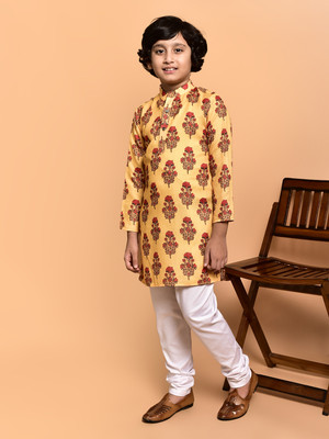 PRINTCULTR Boys Festive & Party Kurta and Pyjama Set(Yellow Pack of 2)
