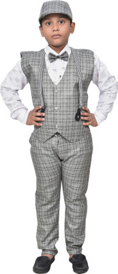 Kidzarea Boys Wedding Shirt, Waistcoat and Pant Set(Grey Pack of 1)