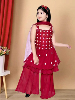 MODINA ENTERPRISE Girls Festive & Party Kurta, Pyjama & Dupatta Set(Blue Pack of 1)