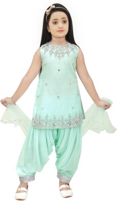 mg dresses Girls Festive & Party, Wedding Kurti, Patiala and Dupatta Set(Light Blue Pack of 1)