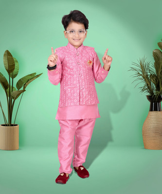 Bright Garments Dresses Boys Festive & Party Kurta and Pyjama Set(Light Blue Pack of 1)