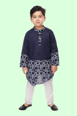 HENA TEXTILE Boys Casual Kurta and Pyjama Set(Multicolor Pack of 1)