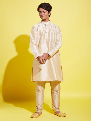 VASTRAMAY Boys Festive & Party Kurta and Pyjama Set(Gold Pack of 1)