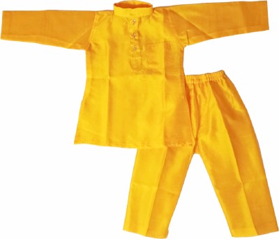 harshvardhanmart Boys Festive & Party Kurta and Pyjama Set(Yellow Pack of 1)